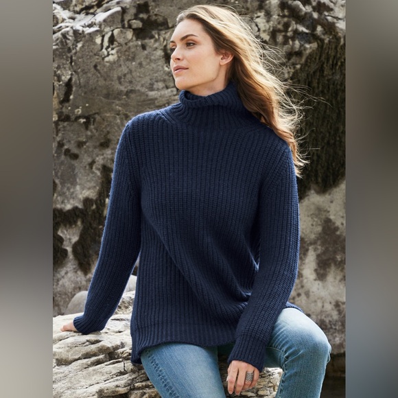 Peruvian Connection Sweaters - Peruvian Connection Womens Alpaca Blend‎ Gray Turtleneck Tunic Sweater- Size XS